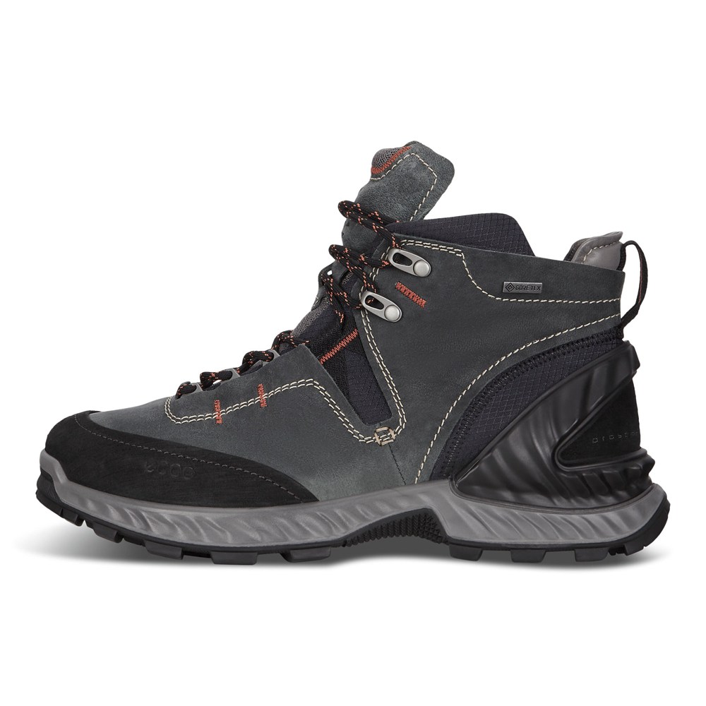 ECCO Mens Hiking Shoes Black - Exohike Mid Gtx - KVM-275916